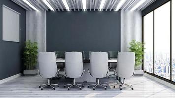 3D render office design - modern meeting room mockup with black and white concept photo