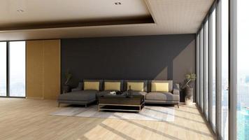 3d render executive lounge wall mockup design photo