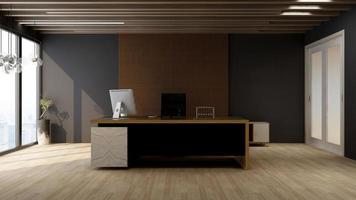 3d render office manager room wall mockup photo