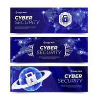 Cyber Security Banner Collection vector