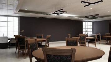 3d render cafe bar or coffee shop with the blank wall for logo mockup photo