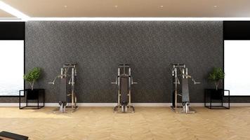 3d render modern gym interior design wall mockup photo