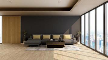 3d render executive lounge wall mockup design photo