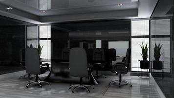 3D render office design - modern meeting room mockup with black and white concept photo