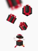 Gift boxes falling down. Vector illustration isolated on white background
