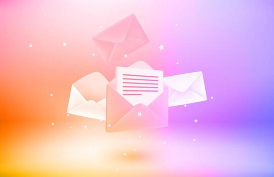 Receiving and sending mail concept. 3d vector objects with levitation effect