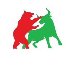 Bears and bullish illustration. Symbols for growth and fall in market stock. vector
