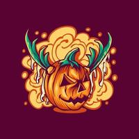 ilustración de calabaza de miedo vector