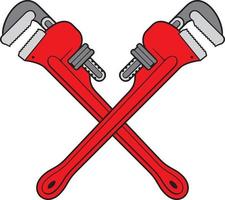 Crossed Plumber Pipe Wrench Vector Illustration