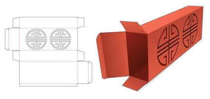 lata y caja larga con plantilla troquelada de círculo chino estarcido vector