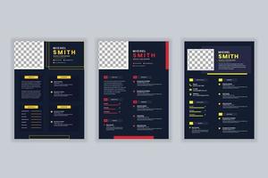 Black resume template Design vector