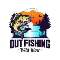 Ilustración de plantilla de diseño de logotipo de pesca vector