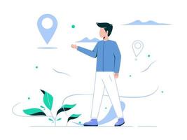 Vector illustration of a Person concept. People will determine the destination for the vacation location.