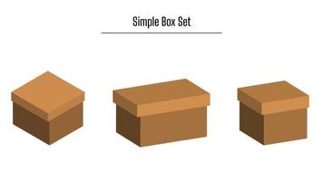 Simple cardboard box set vector illustration on white background.