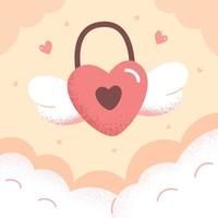Flat design Valentine's day background concept with giant heart lock vector