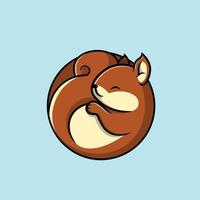 Cute Squirrel Sleeping Cartoon Vector Icon Illustration. Animal Icon Concept Isolated Premium Vector. Flat Cartoon Style