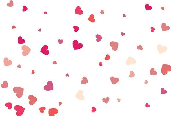 Beautiful Hearts Confetti Falling On The White Background.