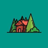 Wooden house icon vector