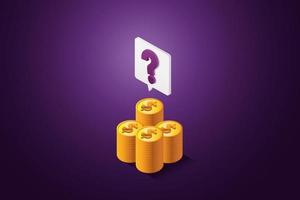 Question mark on pile of coins vector