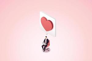 Heart message icon on business people at work. vector