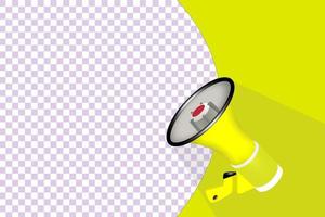 Vector Realistic 3d Simple yellow megaphone with a speech bubble on a yellow-transparent background. Design Template, Banner, Web. Speaker's sign. Announcement, The Concept Of Attention