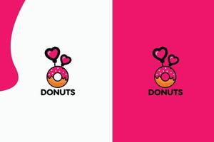 Modern Donuts Romantic and weeding couple dinner logotype design and vector illustration