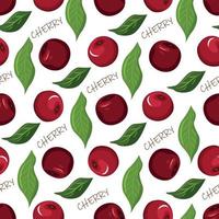 Vector seamless pattern with ripe cherry berries