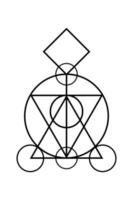 sacred magic geometry , occult symbol , alchemical symbol showing the interaction between the four elements of matter symbolizing the philosopher's stone, vector isolated on white background