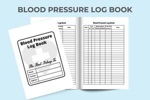 Blood pressure log book. Pulse tracker journal. Blood pressure notebook and pulse tracker. Medical notebook. Blood pressure journal. vector