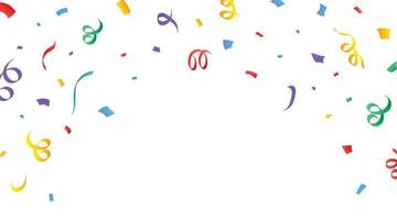 confeti colorido y vector de caída de cinta. ilustración de confeti y cinta de fiesta sobre fondo blanco. vector de elementos festivos. elemento de celebración de aniversario y cumpleaños.