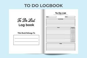 lista de tareas del cuaderno. Diario de gestión del tiempo. planificador de listas de trabajo. lista de tareas, libro de registro y rastreador de tareas. planificador de trabajo diario. para hacer la lista de la interfaz del diario. vector