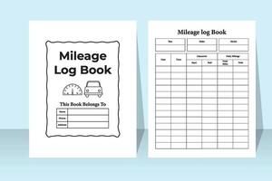Mileage tracker notebook interior. Mileage checklist interior template. Daily mileage checklist planner. Vehicle management log book. vector