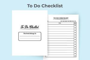 To do checklist log book interior. Task list interior template. To do checklist notebook. Work list diary template. To do checklist diary interior design. vector