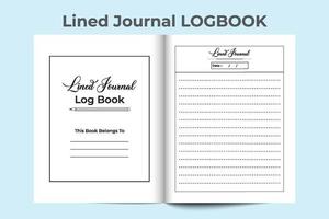 Lined journal notebook. Lined journal log book with a pencil. Diary interior template. Task list diary template. Lined journal diary interior design. vector