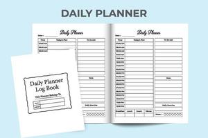 Daily planner log book. Daily routine planner notebook. Work schedule template. Daily planner journal interior. Task planner log book. vector