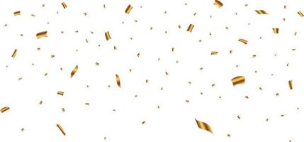 Golden Party confetti and tinsel on white background. Carnival elements vector. Golden color confetti and tinsel vector. Anniversary and birthday celebration element. vector