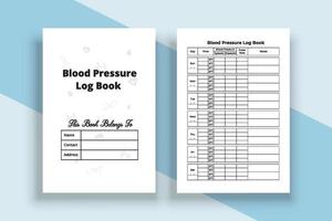 Blood pressure log book. Medical log book. Blood pressure journal and Pulse tracker. Pulse tracker notebook. Blood pressure tracker. vector