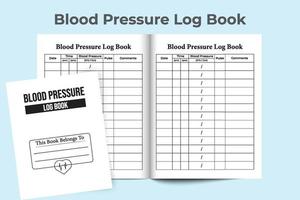 Blood pressure notebook. Pulse tracker journal template. Blood pressure log book pulse tracker. Medical notebook. vector