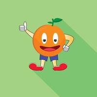 smile orange with thumb flat vector illustration