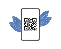 qr code on the phone screen. Access code, code to read vector