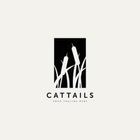 cattails plant silhouette logo vector illustration design template. minimalist simple logo concept