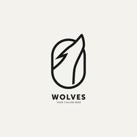 wolf flat minimalist line art logo template vector illustration design. simple modern logo concept