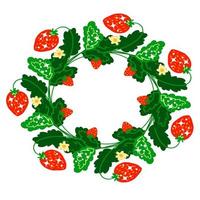 Summer wreath with strawberry vector