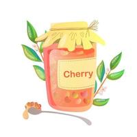 Jam with cherry vector