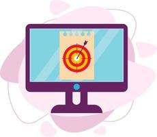 The computer monitor shows a target. Accuracy in aiming. vector