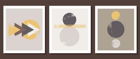 A set of three minimal geometric posters. Contemporary art. vector