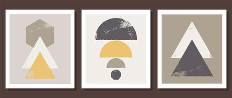 A set of abstract posters of contemporary art. Minimalistic geometric shapes. vector