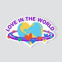 Sticker Earth in the shape of a heart. Love in the world. vector