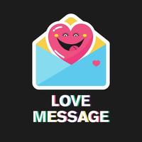 The sticker is a love message. A smiling heart in an envelope. vector