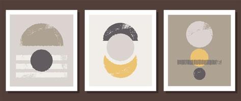 A set of wall prints with an abstract landscape. vector